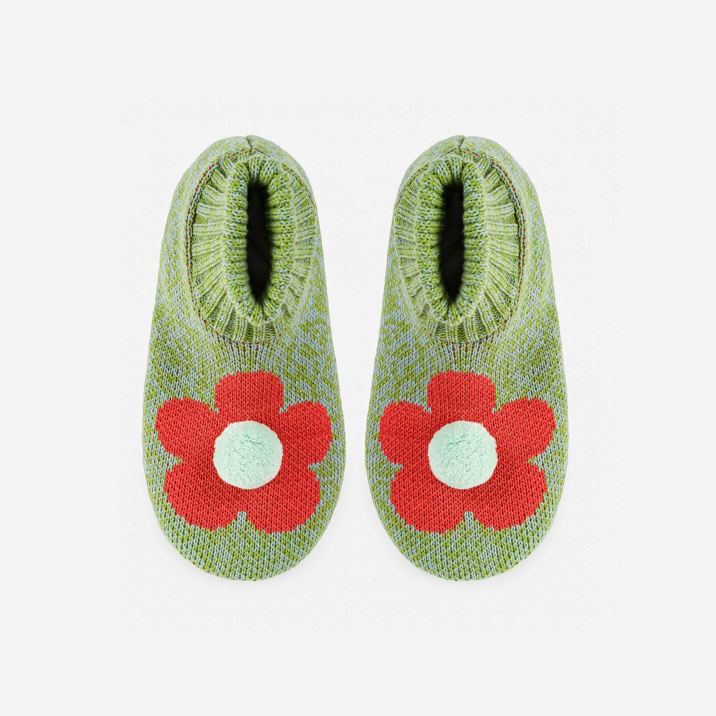 Flower Sock Slipper Knit Pom