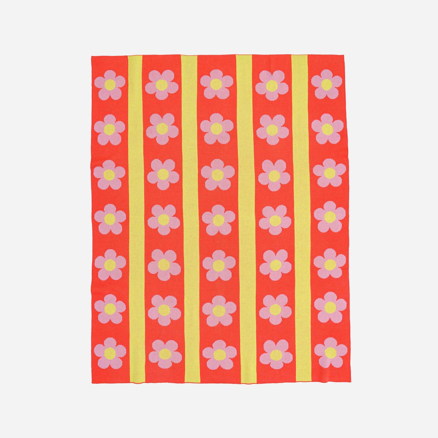 Flower Stripe Throw Knit Blanket Daisy