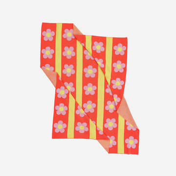 Melon | Flower Stripe Throw Knit Blanket Daisy