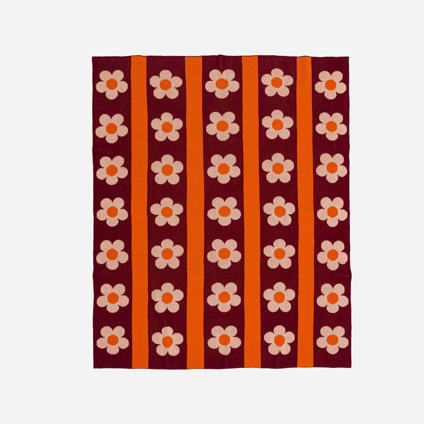 Flower Stripe Throw Knit Blanket Daisy