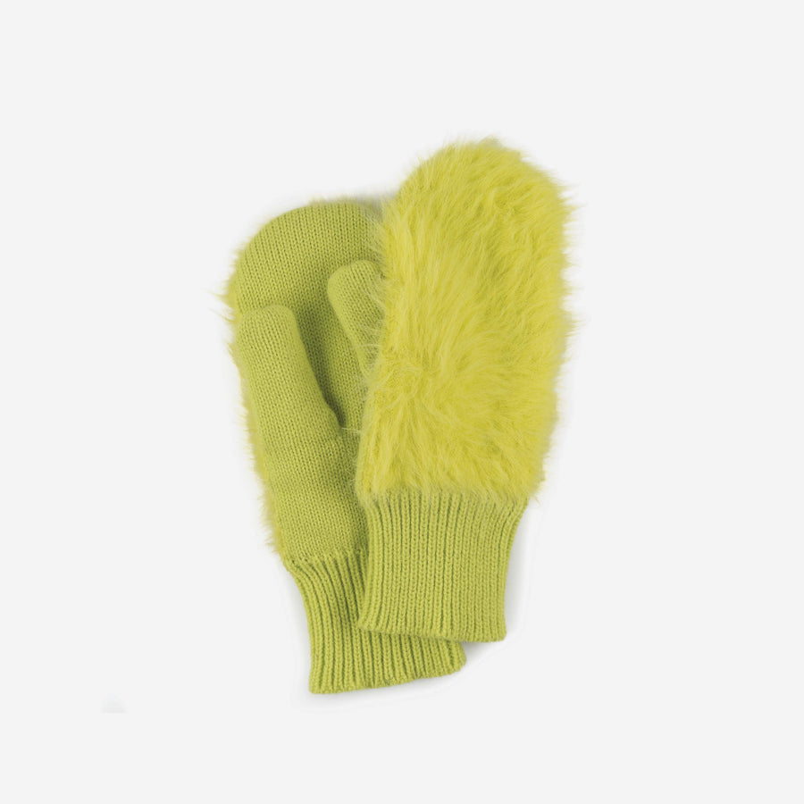 Lime | Fuzzy Fur Mittens 
