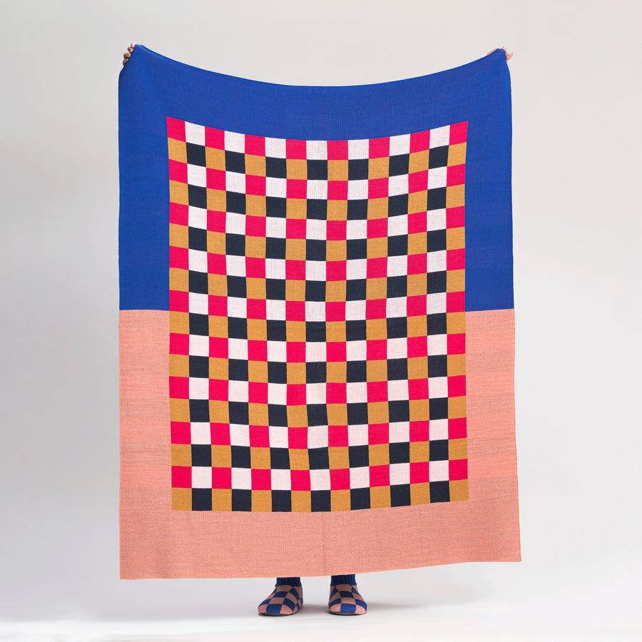 Coral Wine Red | Gingham Checkerboard Throw