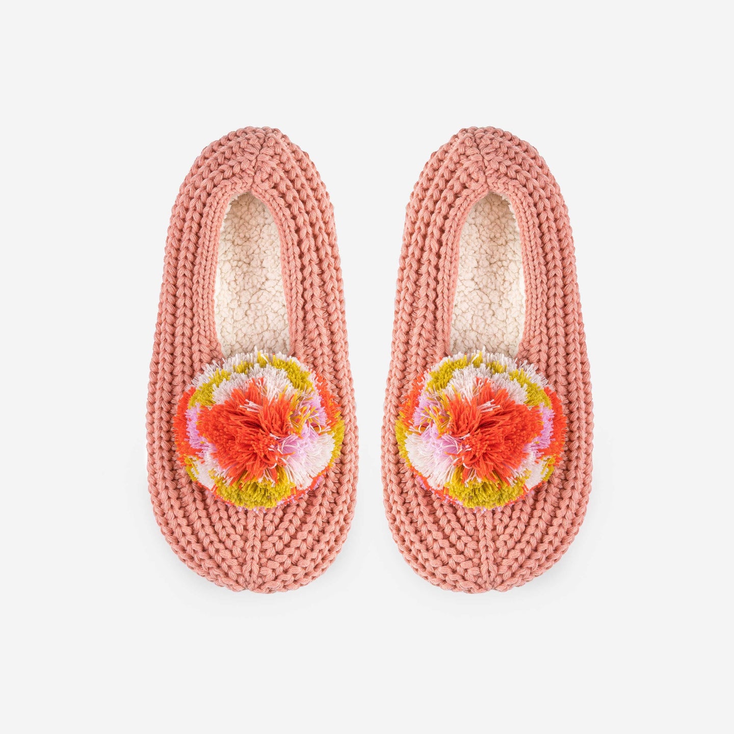 Marble Pommed Indoor Knit Slippers