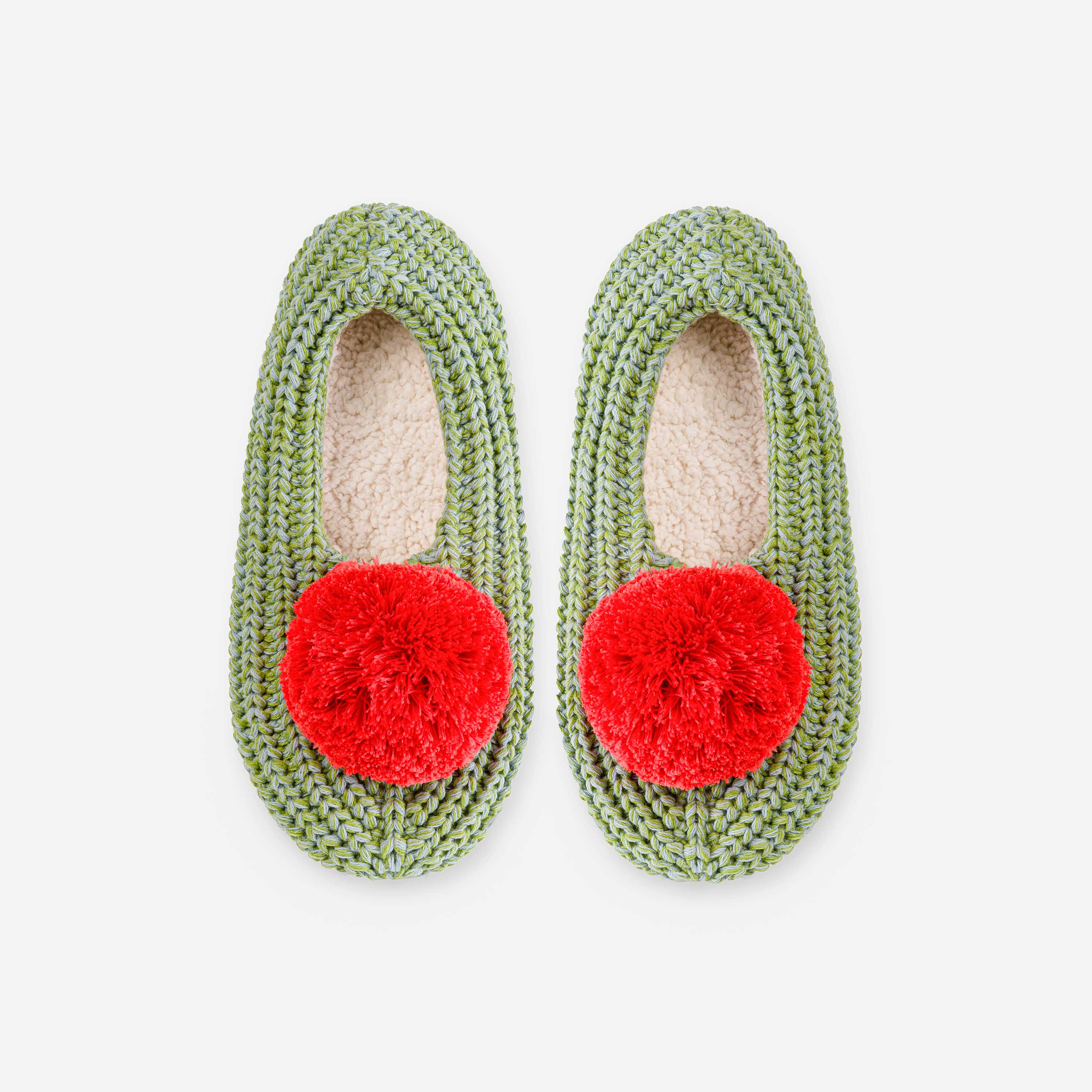 Red Pom Pom Slippers – Wildflowers