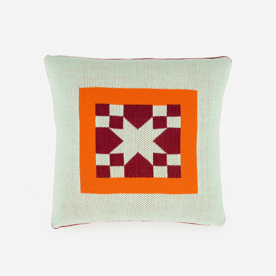 Jade Wine Red | Quilt Block Pillow Case Knit