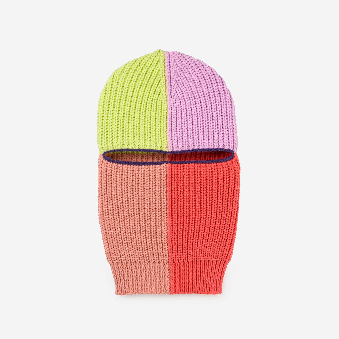 Quattro Knit Rib Colorblock Cute Balaclava Ski Mask Colorful