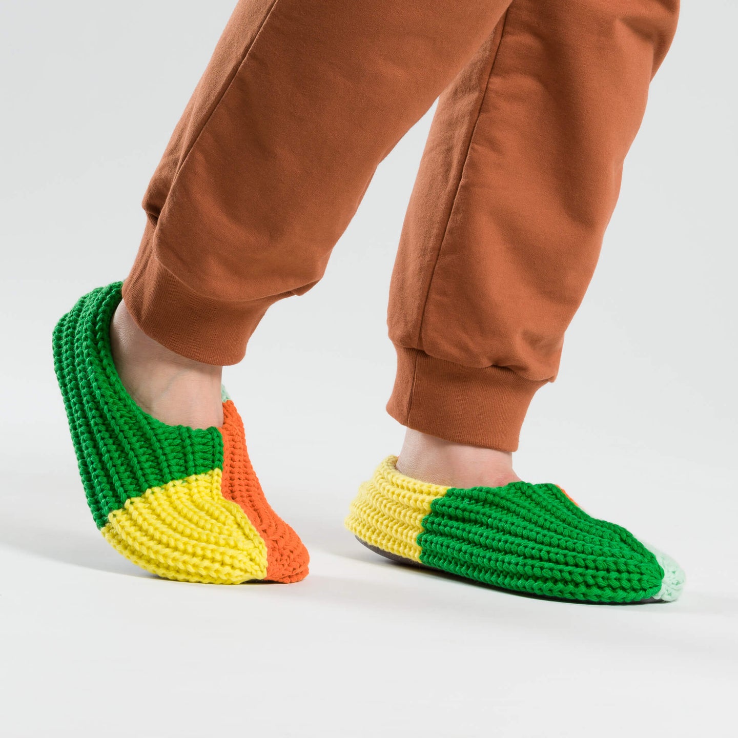 Quattro Rib Slippers Knit Mismatch Colorblock Cozy Colorful
