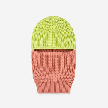 Lime Coral | Colorblock Rib Knit Balaclava Ski Mask Winter Face Cover