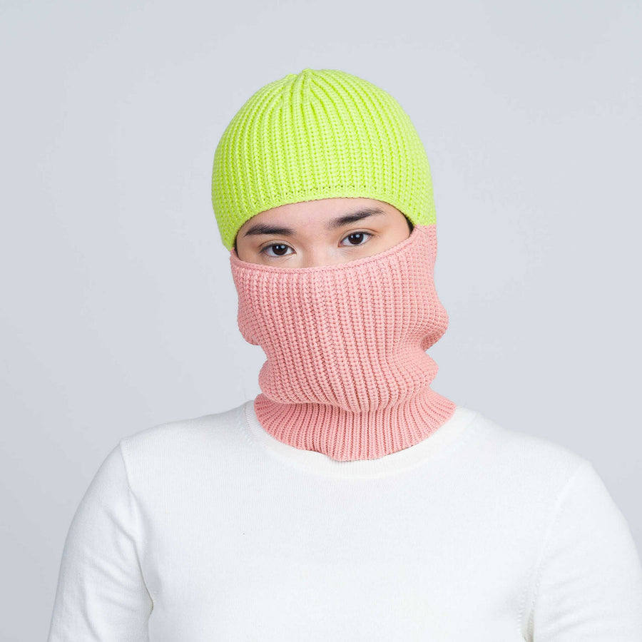 Ribbed Colorblock Knit Balaclava Ski Mask Convertible Gaiter