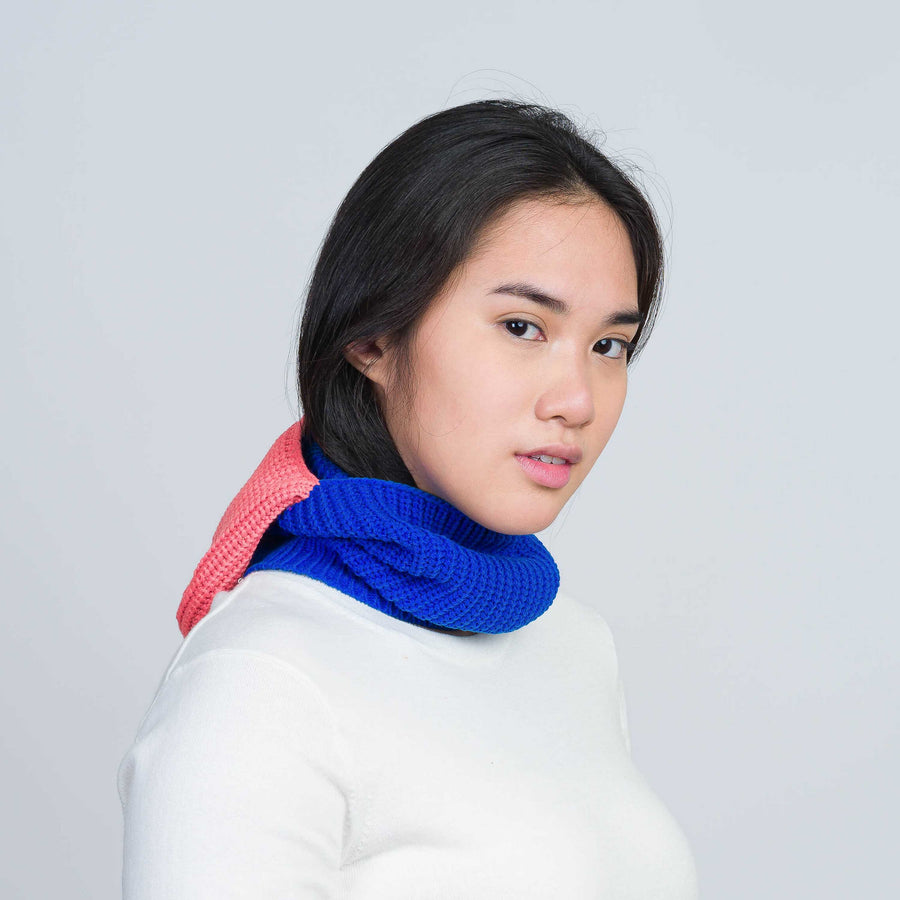 Ruby Cobalt | Colorblock Rib Knit Balaclava Ski Mask Winter Face Cover