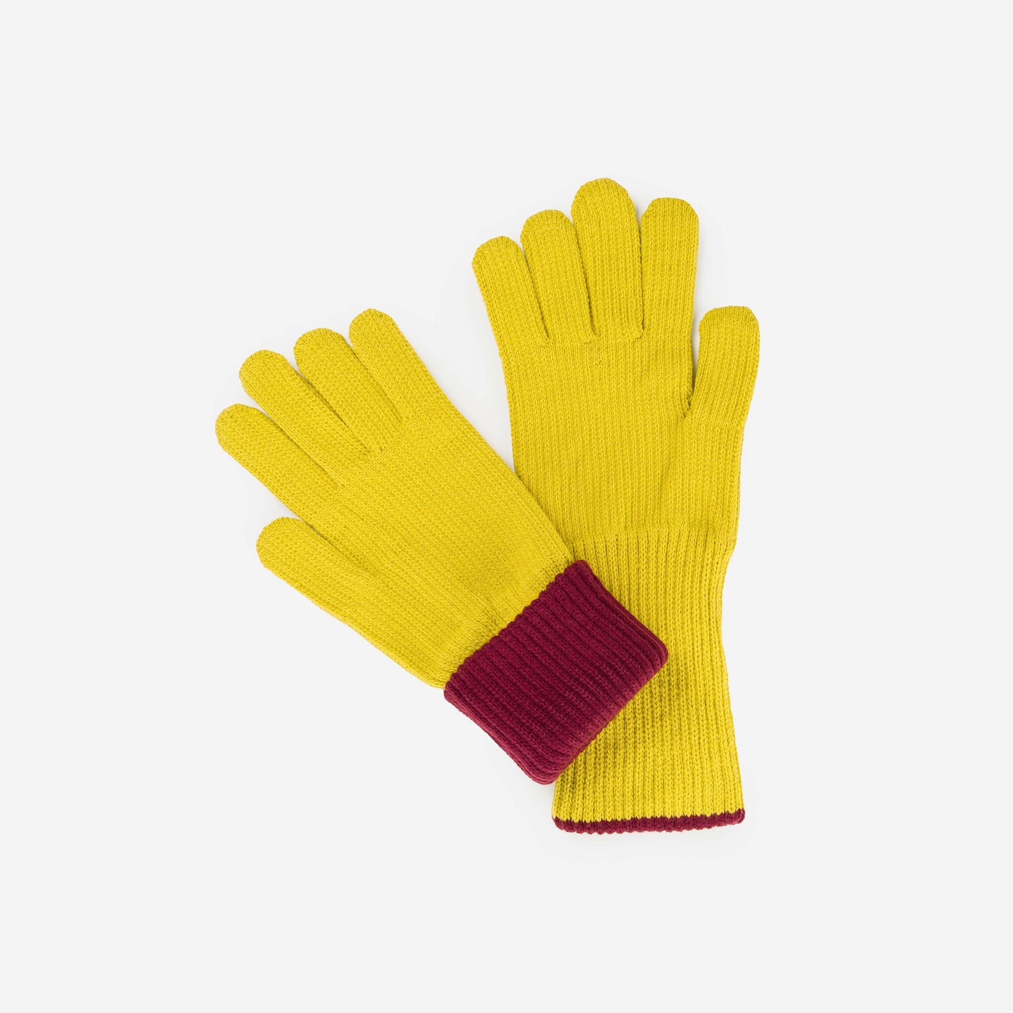 Long Rib Knit Gloves Contrast Cuff