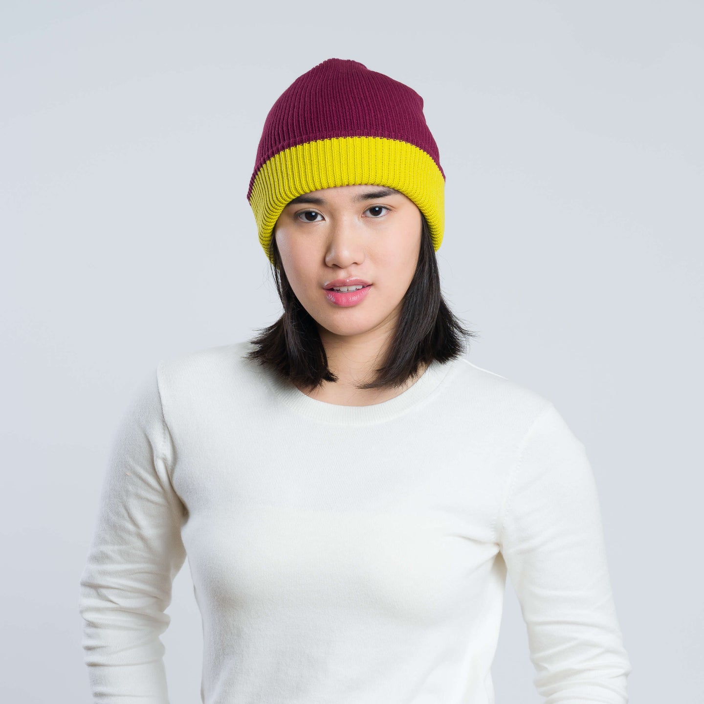 Ribbed Reversible Knit Winter Beanie Slouchy Hat