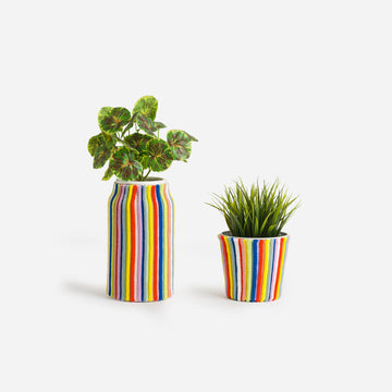 Rainbow | Rib Planter Sleeve Set Knit Stretch Plant Cozy