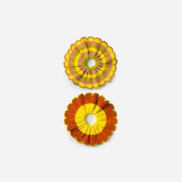 Golden Olive | Ruffle Knit Scrunchie Set Flower