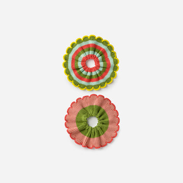 Green | Ruffle Knit Scrunchie Set Flower
