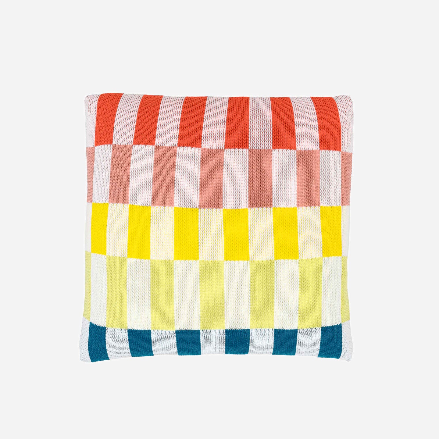 knit colored pillow cover with bright checkerboard design