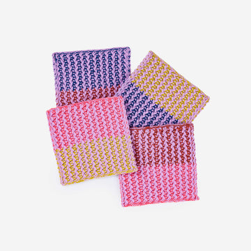 Lilac | Squiggle Coaster Set Repurposed Yarn