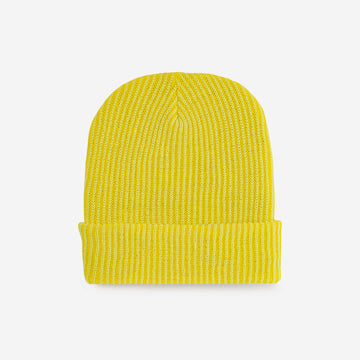 Yellow | Simple Rib Hat Knit Slouchy Cap Beanie Colorful Stretchy Big Head