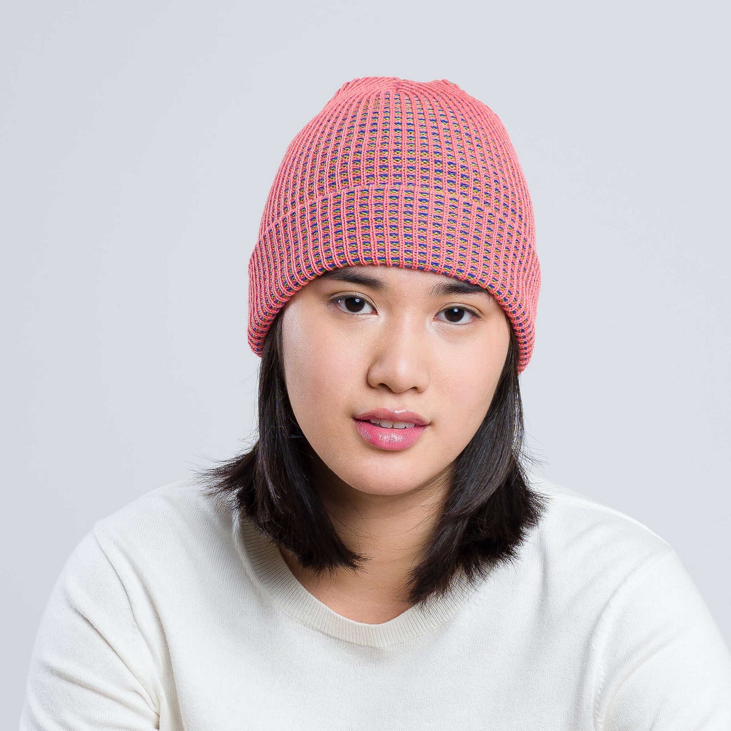 Grid Simple Rib Hat - knit slouchy beanie