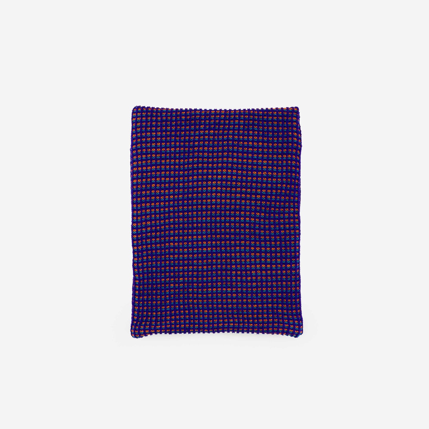 Grid Knitted Snood Knit Neckwarmer Stretch Turtleneck Blue Indigo