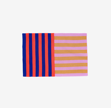 Poppy Cobalt | Stripe Mini Rug Multi Purpose Knit Stripe Rug