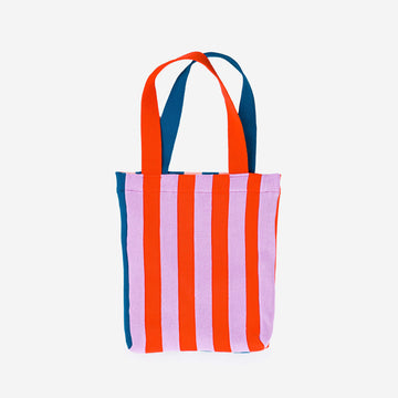 Poppy Lilac | Super Stripe Knit Tote Book Bag Everyday Use washable