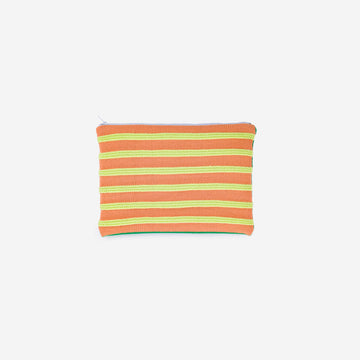Peach Lime | Super Stripe Makeup Zip Pouch Travel Bag