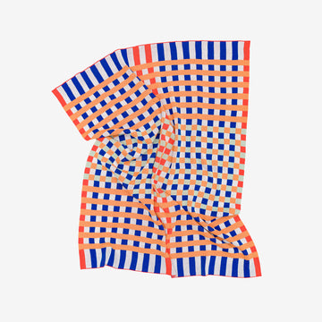 Poppy Cobalt | Square Square Knit Throw Checkerboard Gingham Pattern Soft Blanket