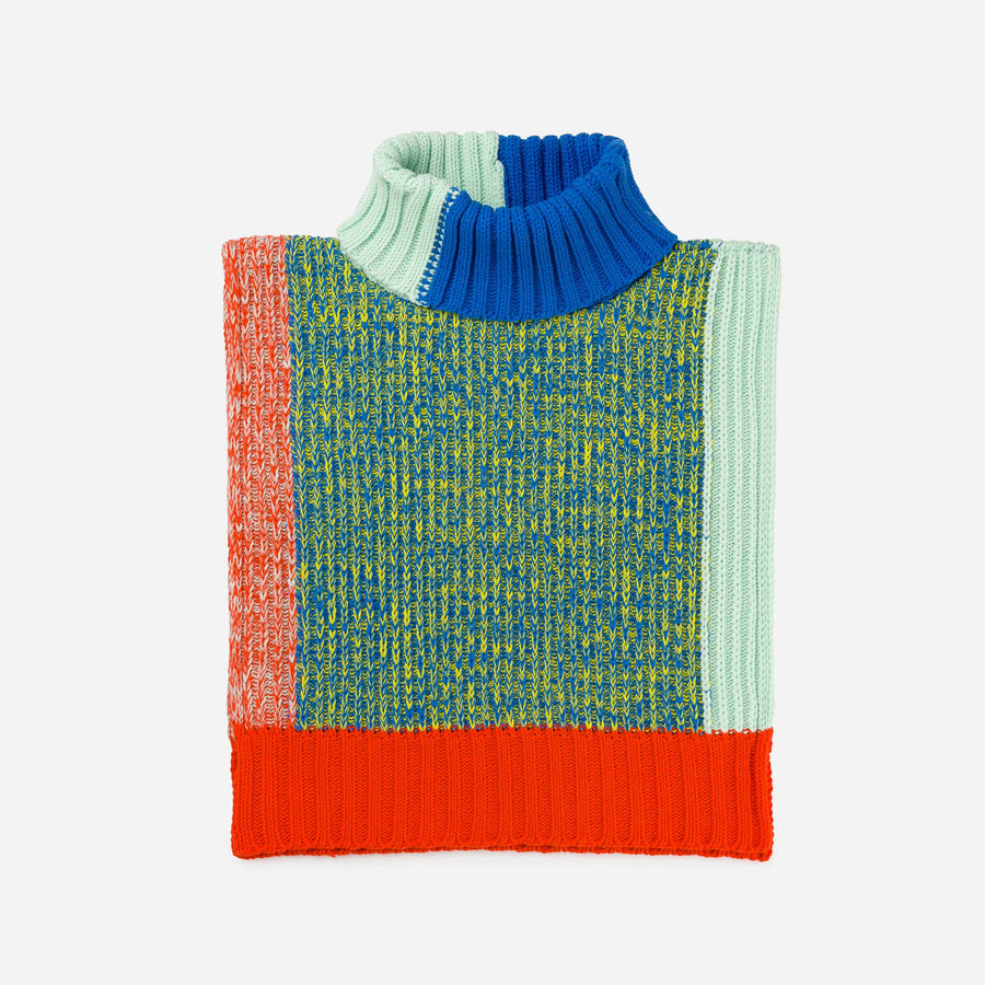Lime Cobalt | Knit Dickie Static Swatch Marled Tabard Turtleneck