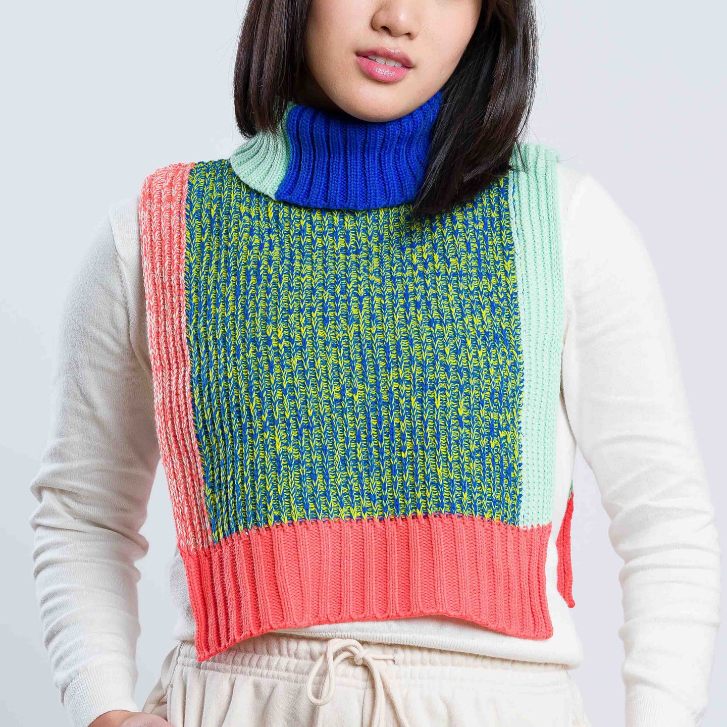 Knit Colorblock Dickie Static Swatch Marled Tabard Turtleneck