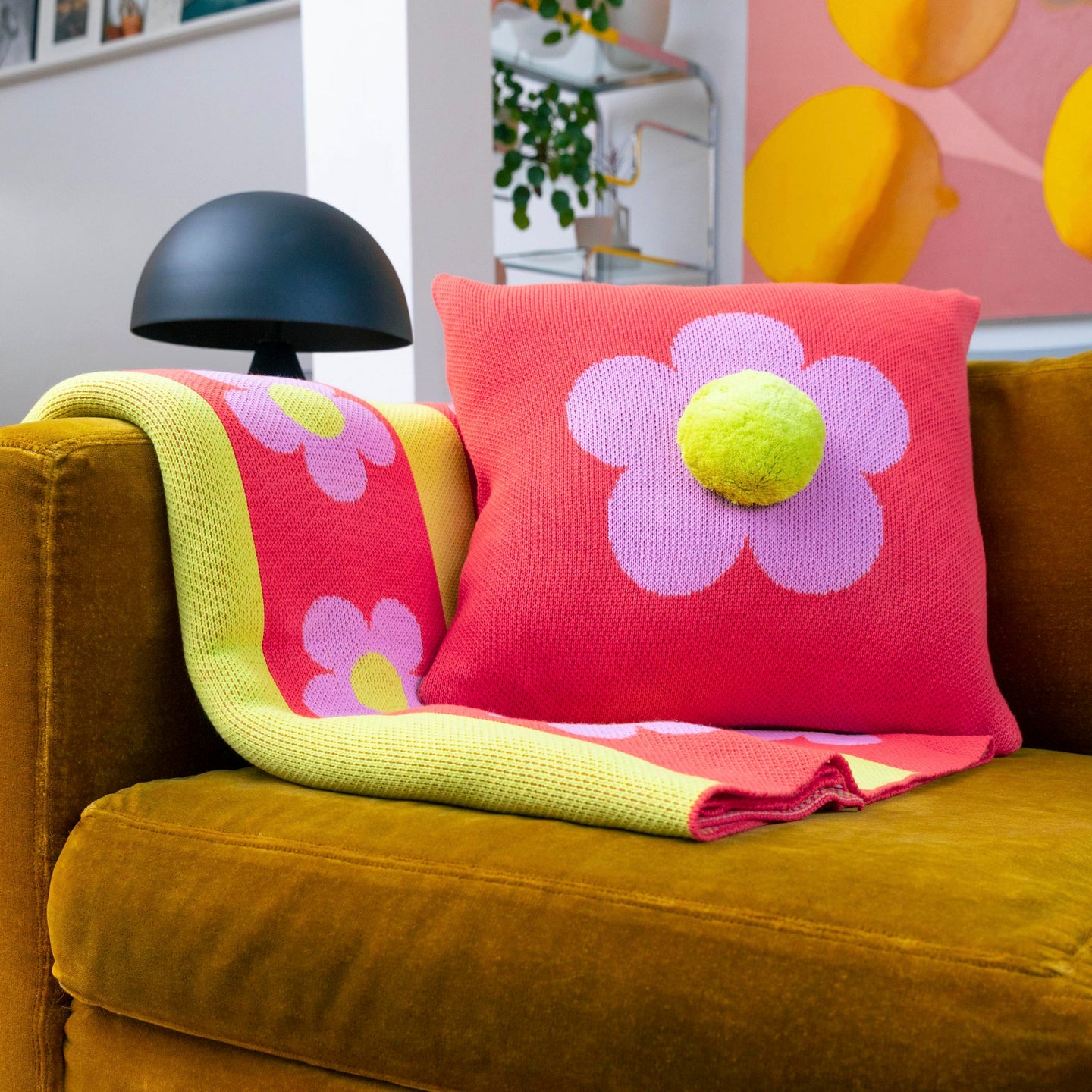 Flower Pom Pillow Daisy Cover
