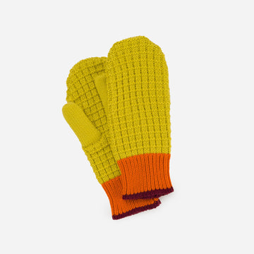 Golden Olive Wine | Waffle Knit Chunky Mittens