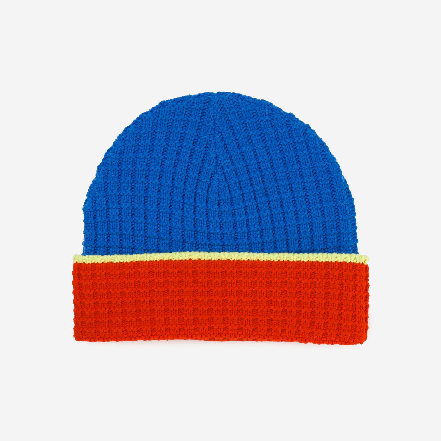 Waffle Knit Colorblock Beanie Chunky Knit Hat