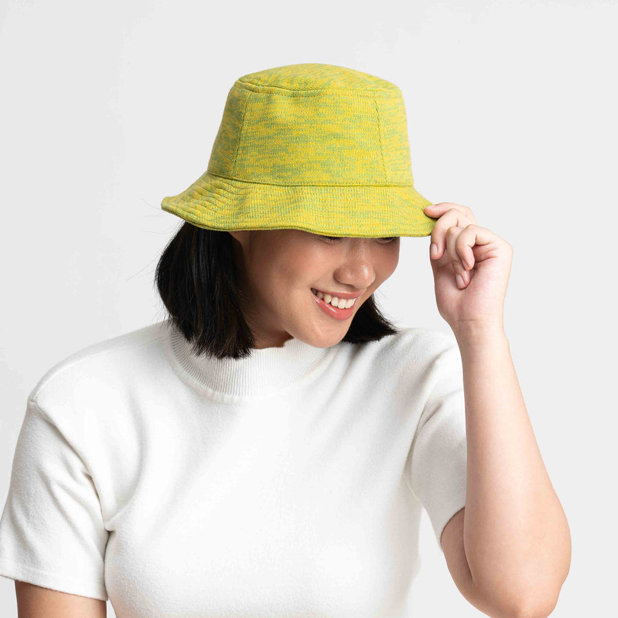Black White | Twist Bucket Hat on Model Wearing Back View